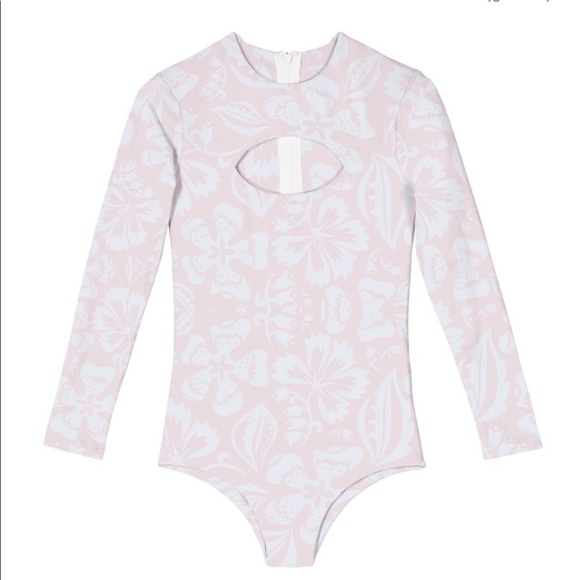 NWOT MIKOH Lunar White Luau Long Sleeve One-Piece Bathing Suit - Picture 1 of 4